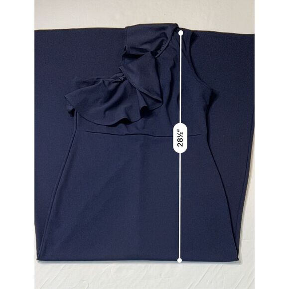 Lulu's Forever Ruffle One Shoulder Trumpet Dress Navy XL Sexy Cruise Date Night‎ - Picture 11 of 13
